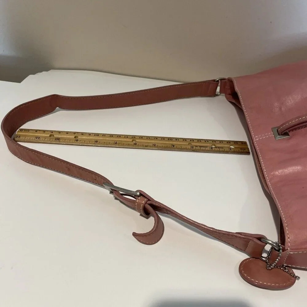 Vintage Etienne Aigner Leather Shoulder Bag Handbag Pink Tassel Bag Charm RARE